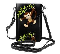 BROLEO Petit sac à bandoulière en cuir pour femme avec motif singe sautant entre les arbres, imperméable et durable