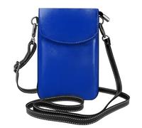BROLEO Petit sac à main pour téléphone portable 19,3 x 12,4 cm avec bandoulière en cuir imprimé bleu roi pour femme, parfait pour la marche, le camping