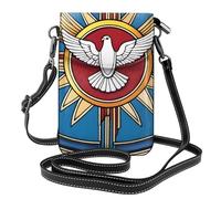 BROLEO Petit sac à main pour téléphone portable 19,3 x 12,4 cm avec imprimé Christia Saint Esprit Christia, étui à rabat en cuir pour femme, parfait pour la marche, le camping, noir