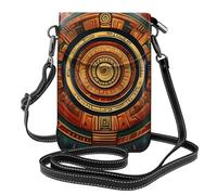 BROLEO Petit sac à main pour téléphone portable 19,3 x 12,4 cm avec motif calendrier maya imprimé fin du monde étui à rabat en cuir pour femme, parfait pour la marche, le camping