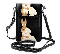 BROLEO Petit sac à main pour téléphone portable 19,3 x 12,4 cm avec motif imprimé Baiser le lapin Étui à rabat en cuir pour femme, parfait pour la marche, le camping