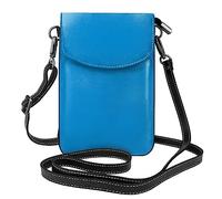 BROLEO Petit sac à main pour téléphone portable 19,3 x 12,4 cm, couleur unie, imprimé bleu, étui à rabat pour téléphone, parfait pour la marche, le camping