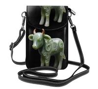 BROLEO Petit sac à main pour téléphone portable 19,3 x 12,4 cm en cuir de veau sculpté jade avec rabat pour femme, parfait pour la marche, le camping