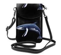BROLEO Petit sac à main pour téléphone portable 19,3 x 12,4 cm, grand motif requin, étui à rabat en cuir pour femme, parfait pour la marche, le camping