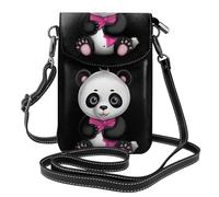 BROLEO Petit sac à main pour téléphone portable 19,3 x 12,4 cm Hug The Bear avec nœuds imprimés - Étui à bandoulière en cuir à rabat pour femme, parfait pour la marche, le camping