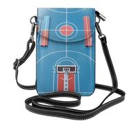 BROLEO Petit sac à main pour téléphone portable 19,3 x 12,4 cm, imprimé arène de basket-ball, étui à rabat en cuir pour femme, parfait pour la marche, le camping