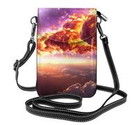 BROLEO Petit sac à main pour téléphone portable 19,3 x 12,4 cm, imprimé comète dans l'espace, étui à rabat en cuir pour femme, parfait pour la marche, le camping