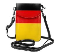 BROLEO Petit sac à main pour téléphone portable 19,3 x 12,4 cm, imprimé drapeau allemand, étui à rabat en cuir pour femme, parfait pour la marche, le camping