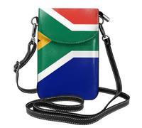 BROLEO Petit sac à main pour téléphone portable 19,3 x 12,4 cm, imprimé drapeau de l'Afrique du Sud - Étui à rabat en cuir pour femme, parfait pour la marche, le camping