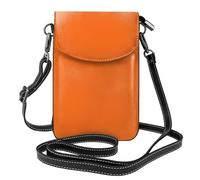 BROLEO Petit sac à main pour téléphone portable 19,3 x 12,4 cm, imprimé orange capucine, étui à rabat en cuir pour femme, parfait pour la marche, le camping