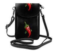 BROLEO Petit sac à main pour téléphone portable 19,3 x 12,4 cm, imprimé piments piquants, étui à rabat en cuir pour femme, parfait pour la marche, le camping