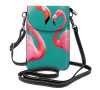 BROLEO Petit sac à main pour téléphone portable 19,3 x 12,4 cm, joli imprimé flamants roses, étui à rabat en cuir pour femme, parfait pour la marche, le camping