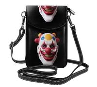 BROLEO Petit sac à main pour téléphone portable 19,3 x 12,4 cm Leonardo_Vision_XL_Clown_Mask_1 Étui de téléphone à rabat en cuir imprimé pour femme, parfait pour la marche, le camping