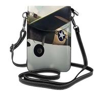 BROLEO Petit sac à main pour téléphone portable 19,3 x 12,4 cm Motif avion de la Seconde Guerre mondiale 2 avion imprimé avion étui en cuir pour femme, parfait pour la marche, le camping