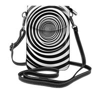BROLEO Petit sac à main pour téléphone portable 19,3 x 12,4 cm, motif illusion d'optique en spirale, étui à rabat en cuir pour femme, parfait pour la marche, le camping