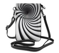 BROLEO Petit sac à main pour téléphone portable 19,3 x 12,4 cm, motif illusion d'optique en spirale, étui à rabat en cuir pour femme, parfait pour la marche, le camping