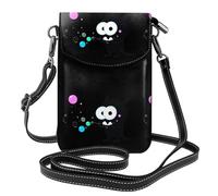 BROLEO Petit sac à main pour téléphone portable 19,3 x 12,4 cm, motif petit monstre soufflant de bulles, étui à rabat en cuir pour femme, parfait pour la marche, le camping