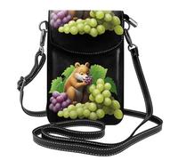 BROLEO Petit sac à main pour téléphone portable 19,3 x 12,4 cm, motif petit renard mangeant des raisins, étui à rabat en cuir pour femme, parfait pour la marche, le camping