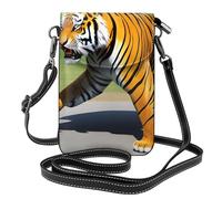 BROLEO Petit sac à main pour téléphone portable 19,3 x 12,4 cm Mr. Dancing Tiger Prints Étui à rabat en cuir pour femme, parfait pour la marche, le camping