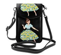 BROLEO Petit sac à main pour téléphone portable 19,3 x 12,4 cm Petite fille dansant dans une jupe florale imprimé floral imprimé étui à rabat en cuir pour femme, parfait pour la marche, le camping