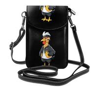 BROLEO Petit sac à main pour téléphone portable 19,3 x 12,4 cm, style hip-hop avec imprimé poulet, étui à rabat en cuir pour femme, parfait pour la marche, le camping