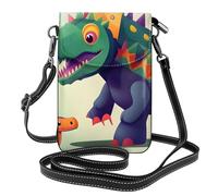 BROLEO Petit sac à main pour téléphone portable de 19,3 x 12,4 cm, élégant d'apprentissage des lettres de l'alphabet avec imprimé dinosaures, étui à rabat en cuir pour femme, parfait pour la marche