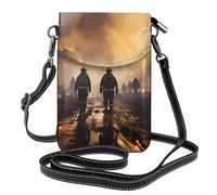BROLEO Petit sac à main pour téléphone portable de 19,3 x 12,4 cm, motif pompiers, lutte contre les incendies, étui à rabat en cuir pour femme, parfait pour la marche, le camping