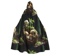 BROLEO Petite cape à capuche pour adulte avec imprimé champignons en coquille de noix de coco sans fermeture éclair, confortable pour les fêtes costumées