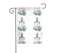 BROLEO Petite fille et ballons sur un banc Impression mât de drapeau extérieur cour décoration mode 30,5 x 45,7 cm