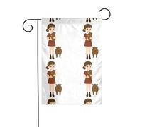 BROLEO Petite fille tenant un capybara Impression Mât de drapeau de jardin extérieur Décoration de cour 30,5 x 45,7 cm