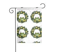 BROLEO Petite grenouille dans une couronne, mât de drapeau de jardin, décoration de cour extérieure, mode, 30,5 x 45,7 cm