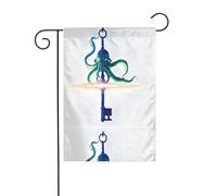 BROLEO Pieuvre imprimé clé de jardin mât extérieur cour décoration double face 30,5 x 45,7 cm