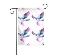 BROLEO Pigeon avec plumes colorées imprimées quatre saisons drapeau de jardin décoration cour 30,5 x 45,7 cm