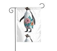 BROLEO Pingouin dans une robe florale impression mât de drapeau extérieur cour décoration mode 30,5 x 45,7 cm