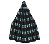 BROLEO Pingouins avec lettres imprimées Halloween Cape à capuche pour adulte pour fêtes costumées et événements à thème