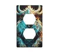 BROLEO Plaque murale à double prise électrique avec impression de bête tétragonale - Résistante aux chocs et durable - 11,4 x 7 cm