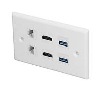 BROLEO Plaque murale Ethernet Cat 6, ABS, 6 ports, applications larges, plaque murale 6 ports pour HDTV pour ordinateur pour projecteur
