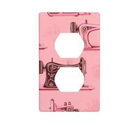 BROLEO Plaque murale vintage rose pour machine à coudre - Double prise murale - Résistante aux chocs et durable - 11,4 x 7 cm