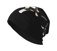 BROLEO Playful Kittens Prints Chapeau tricoté pour adulte, chapeau haricot décontracté, chapeau élastique sans bord, unisexe noir