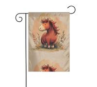 BROLEO Poney avec crinière rouge, mât de drapeau de jardin, décoration de cour extérieure, mode, 30,5 x 45,7 cm