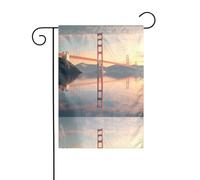 BROLEO Pont sous le coucher du soleil impression mât de drapeau extérieur cour décoration double face 30,5 x 45,7 cm