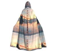 BROLEO Ponts sous le coucher du soleil imprimé Halloween adulte cape à capuche vêtements homme et femme manteau manteau jeu de rôle