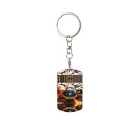BROLEO Porte-clés rectangulaire en métal robuste pour homme et femme avec motif de boules de bowling antirouille, blanc, taille unique