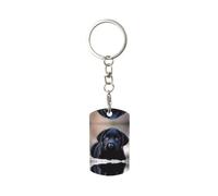 BROLEO Porte-clés rectangulaire en métal robuste pour homme et femme - Motif chiot labrador noir et antirouille, blanc, taille unique