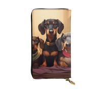 BROLEO Portefeuille en cuir - Portefeuille élégant et durable pour femme avec plusieurs compartiments et fermeture éclair, plusieurs images de teckels, noir, taille unique, Noir , Taille unique