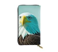 BROLEO Portefeuille en cuir - Portefeuille élégant et durable pour femme avec plusieurs compartiments et fermeture éclair, image d'aigle courageux, noir, taille unique, Noir , Taille unique