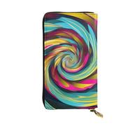 BROLEO Portefeuille en cuir - Portefeuille élégant et durable pour femme avec plusieurs compartiments et fermeture éclair Design spirale illusion d'optique Gif Image, noir, taille unique, Noir ,