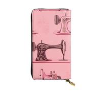 BROLEO Portefeuille en cuir - Portefeuille élégant et durable pour femme avec plusieurs compartiments et fermeture éclair design vintage rose machine à coudre image, noir, taille unique, Noir , Taille