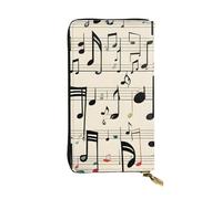BROLEO Portefeuille en cuir - Portefeuille élégant et durable pour femme avec plusieurs compartiments et fermeture éclair, motif clé de musique, noir, taille unique, Noir , Taille unique