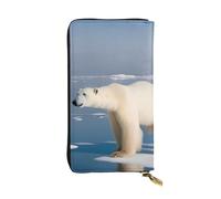 BROLEO Portefeuille en cuir - Portefeuille élégant et durable pour femme avec plusieurs compartiments et fermeture éclair Motif ours polaire Ice Picture, noir, taille unique, Noir , Taille unique